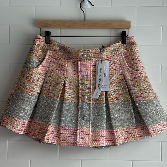 Chic Multicolor Tweed Two Piece Skirt Set (Skort) - Picture 8 of 16